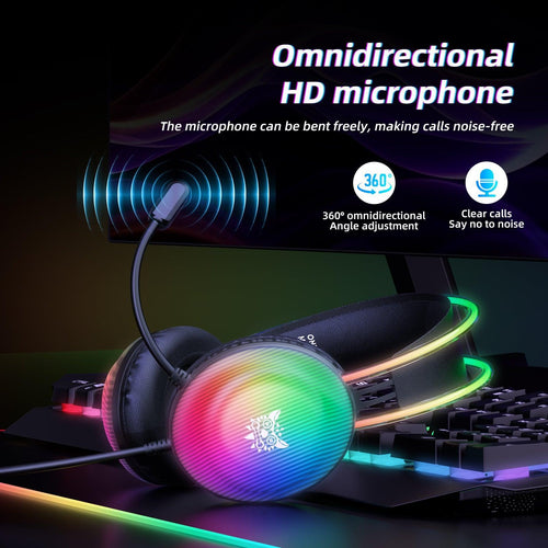 Onikuma Gaming ONIKUMA X29 RGB Dynamic Professional Gmaing Headphone Stereo Surround Sound Omnidirectional HD Mic for PC PS4 Xbox Phone