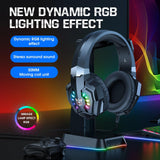 Onikuma Gaming ONIKUMA X32 Wearable Wired Gaming Headset with Flexible Mic LED Lights, Dynamic RGB Lighting Effect, view 3