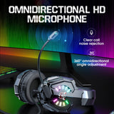 Onikuma Gaming ONIKUMA X32 Wearable Wired Gaming Headset with Flexible Mic LED Lights, Dynamic RGB Lighting Effect, view 4