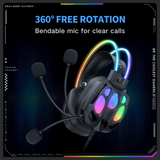 Onikuma Gaming ONIKUMA X89 RGB Gaming Headset - 360° Rotatable Mic, Immersive 3D Sound & Ergonomic Design, view 3