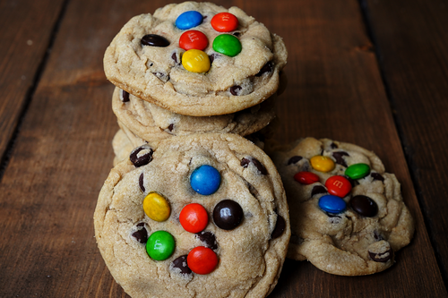 Operation Cookies Angie's Chocolate Chip Cookies with M&M'S on top