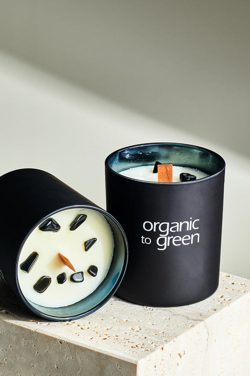 Organic to Green Black Hematite - Sandalwood Lavender CANDLE