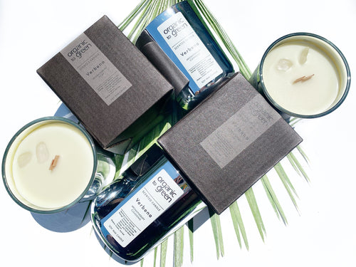 Organic to Green CLEANSING - Verbena Aromatherapy with Selenite CANDLE - Wholesale Case of 12