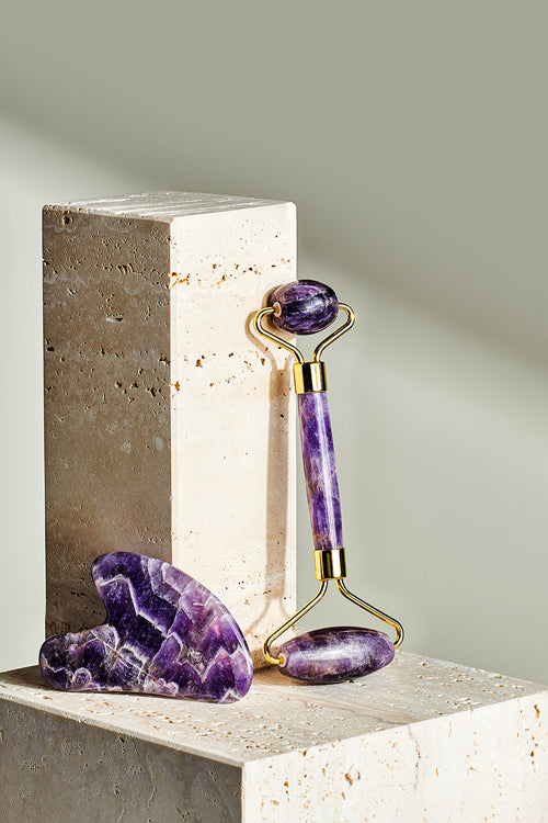 Organic to Green Crystal Roller + Gua Sha Set - Skin Detox - Amethyst