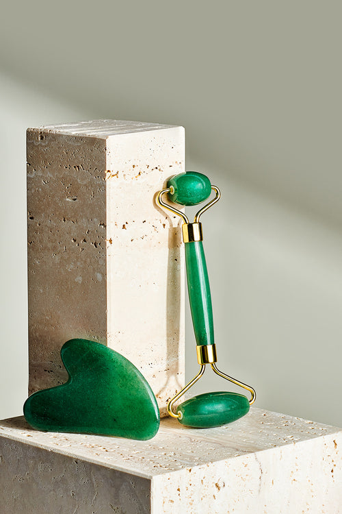 Organic to Green Crystal Roller + Gua Sha Set - Skin Detox - Green Aventurine
