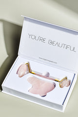 Organic to Green Crystal Roller + Gua Sha Set - Skin Detox - Rose Quartz, view 2