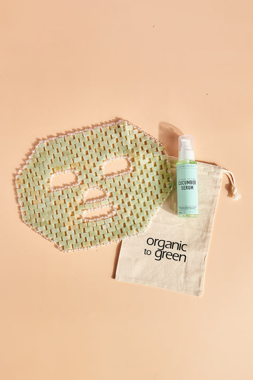 Organic to Green Jade Crystal Gem Facial Mask For Anti-Aging + Cucumber Hyaluronic Hydration Calming & Restoring