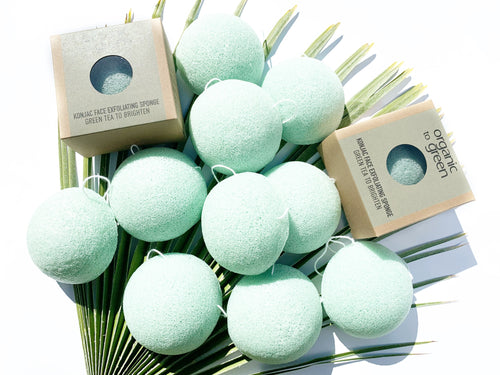 Organic to Green Konjac Face Exfoliating Sponge - Green Tea - Wholesale Case of 12