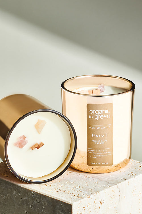 Organic to Green KINDNESS - Neroli Aromatherapy with Rose Quartz CANDLE