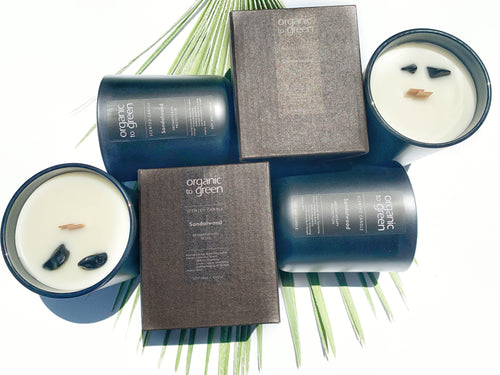 Organic to Green PROTECTION - Sandalwood Aromatherapy with Black Tourmaline CANDLE - Wholesale Case of 12