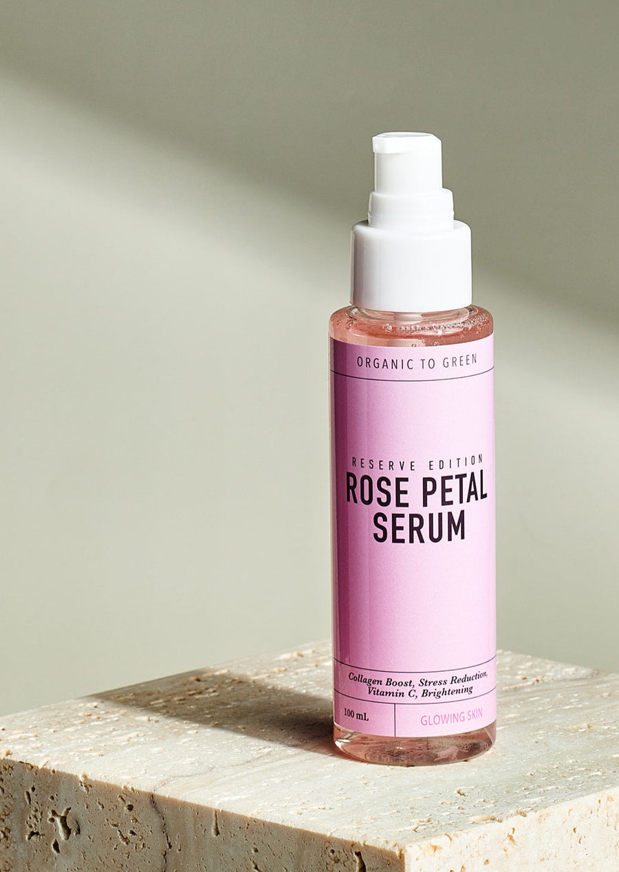 Organic to Green ROSE PETAL SERUM - RESERVE EDITION – FOR GLOWING SKIN - COLLAGEN BOOST, STRESS REDUCTION & VITAMIN C BRIGHTENING