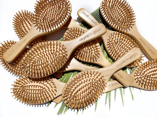 Organic to Green Wooden Hair Brush with Wooden Bristles - Wholesale Case of 12