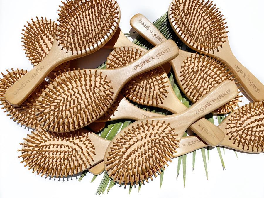 Organic to Green Wooden Hair Brush with Wooden Bristles - Wholesale Case of 12