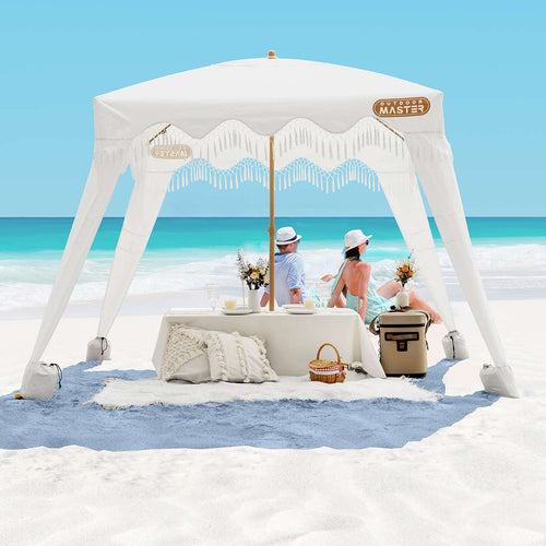 OutdoorMaster Beach Cabana with Fringe