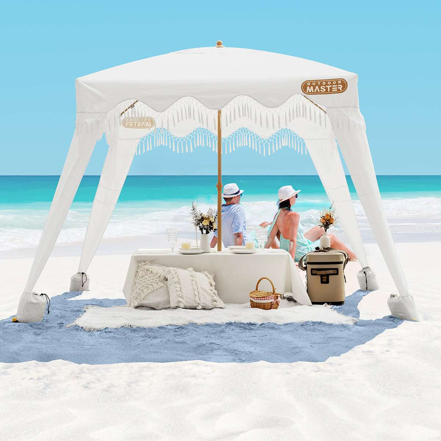 OutdoorMaster Beach Cabana with Fringe