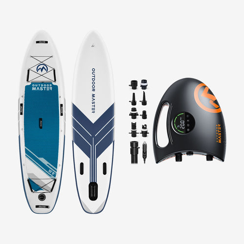 OutdoorMaster Bundle Sale-10'6" iSUP Board + SHARK 2S Pump