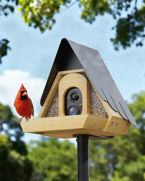 PerchMe® Bamboo Smart Bird Feeder with 2K AI Camera – FSC-Certified, Solar Powered, Eco-Friendly Gift for Bird Lovers (64G SD Card Included)