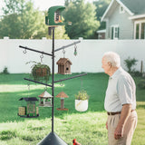 PerchMe Heavy-Duty Deluxe 92‘’ Bird Feeder Pole Station with Squirrel Baffle, 360° Rotating Crossbars & Hooks,Customizable Height, view 2