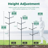 PerchMe Heavy-Duty Deluxe 92‘’ Bird Feeder Pole Station with Squirrel Baffle, 360° Rotating Crossbars & Hooks,Customizable Height, view 3