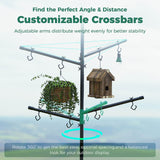 PerchMe Heavy-Duty Deluxe 92‘’ Bird Feeder Pole Station with Squirrel Baffle, 360° Rotating Crossbars & Hooks,Customizable Height, view 6