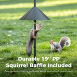 PerchMe 91'' Heavy-Duty Standard Bird Feeder Pole Station with Squirrel Baffle,Customizable Height,Universal Adapter Included, view 5