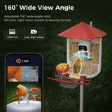 PerchMe Smart Bird Feeder with AI Camera & Solar Panel (Vermillion & Azure Canopy), view 5