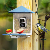 PerchMe Smart Bird Feeder with AI Camera & Solar Panel (Vermilion & Azure Canopy), view 4