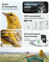 PerchMe Smart Bird Feeder - 2K AI Camera, Solar Power, Perfect Gift for Parents, view 3