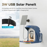 PerchMe Solar Panel for Bird Feeder Camera only, Type-C Charger, IP65 Waterproof for Outdoors, Continuously Power Supply, 360° Swivel Bracket, view 4