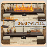 Pizzello Caldo- 43" Propane Fire Pit Table Rectangular Faux Stone Firepit Table, view 5
