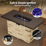Pizzello Caldo- 43" Propane Fire Pit Table Rectangular Faux Stone Firepit Table, view 6
