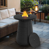 Pizzello Godere - 31.5" Propane Bar Height Fire Pit Table Outdoor Round Wicker Gas Fire Table, view 2