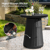 Pizzello Godere - 31.5" Propane Bar Height Fire Pit Table Outdoor Round Wicker Gas Fire Table, view 6