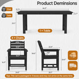 Pizzello HDPE Rectangular Outdoor Dining Set, All Weather Patio Table and HDPE Patio Chairs, view 2