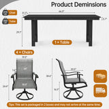 Pizzello HDPE Rectangular Outdoor Dining Set, All Weather Patio Table and Swivel Patio Chairs, view 2