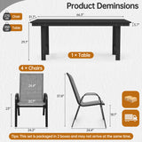 Pizzello HDPE Rectangular Outdoor Dining Set, All Weather Patio Table and Textilene Patio Chairs, view 2