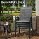 Pizzello HDPE Rectangular Outdoor Dining Set, All Weather Patio Table and Textilene Patio Chairs, view 6