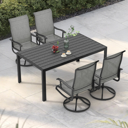 Pizzello Outdoor Dining Set, Swivel Patio Chairs and Rectangular Table, Patio Dining Table Set