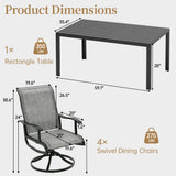 Pizzello Outdoor Dining Set, Swivel Patio Chairs and Rectangular Table, Patio Dining Table Set, view 2