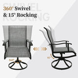 Pizzello Outdoor Dining Set, Swivel Patio Chairs and Rectangular Table, Patio Dining Table Set, view 3