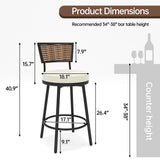 Pizzello Outdoor Swivel Counter Height Bar Stools, Patio Wicker Barstools, view 3