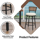 Pizzello Outdoor Swivel Counter Height Bar Stools, Patio Wicker Barstools, view 4