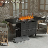 Pizzello Passione - 59.8" Aluminum Propane Fire Pit Table 50,000 BTU Outdoor Rectangular Dining Table, view 3