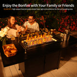 Pizzello Passione - 59.8" Aluminum Propane Fire Pit Table 50,000 BTU Outdoor Rectangular Dining Table, view 4