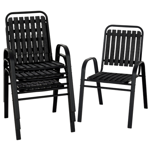 Pizzello Patio Chairs Set, Outdoor Plastic Stackable Dining Chairs