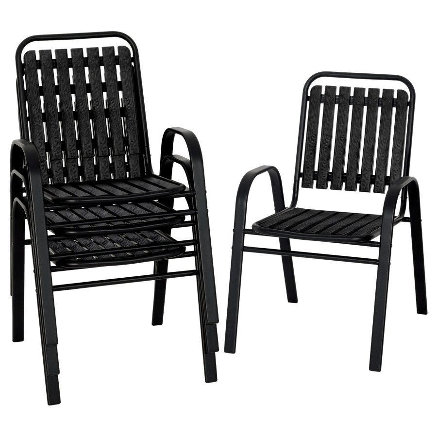Pizzello Patio Chairs Set, Outdoor Plastic Stackable Dining Chairs