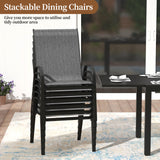 Pizzello Aluminum Rectangular Outdoor Dining Set, Extendable Patio Table and Textilene Patio Chairs, view 6