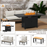 Pizzello Patio Fire Pit Set, Outdoor Couch Set with Aluminum Fire Table, Outdoor Firepit Dining Set, view 2