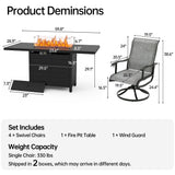 Pizzello Patio Fire Pit Set, Swivel Patio Chairs And Aluminum Fire Table, Outdoor Firepit Dining Set, view 2