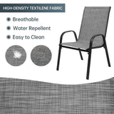 Pizzello Patio Fire Pit Set, Textilene Stackable Chairs And Aluminum Fire Table, Outdoor Firepit Dining Set, view 3